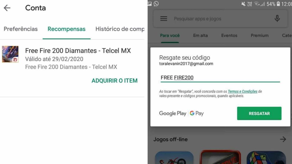 Código de Resgate do Google Play, Código de Cupom Grátis 10 de