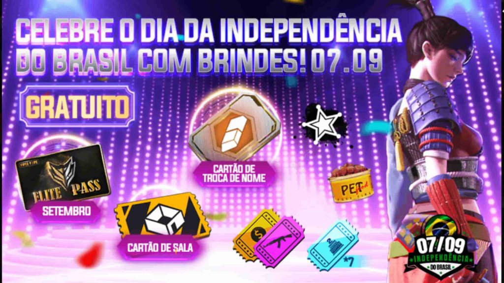 Cartão de Mudança de Nome com desconto no aniversário do Free Fire