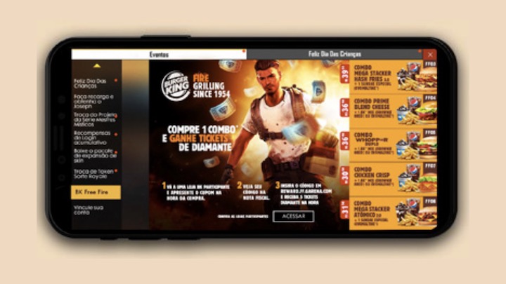 Burger King espalha cupons dentro do jogo Free Fire