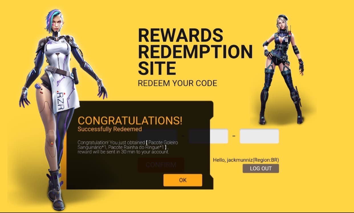 free fire rewards codigos