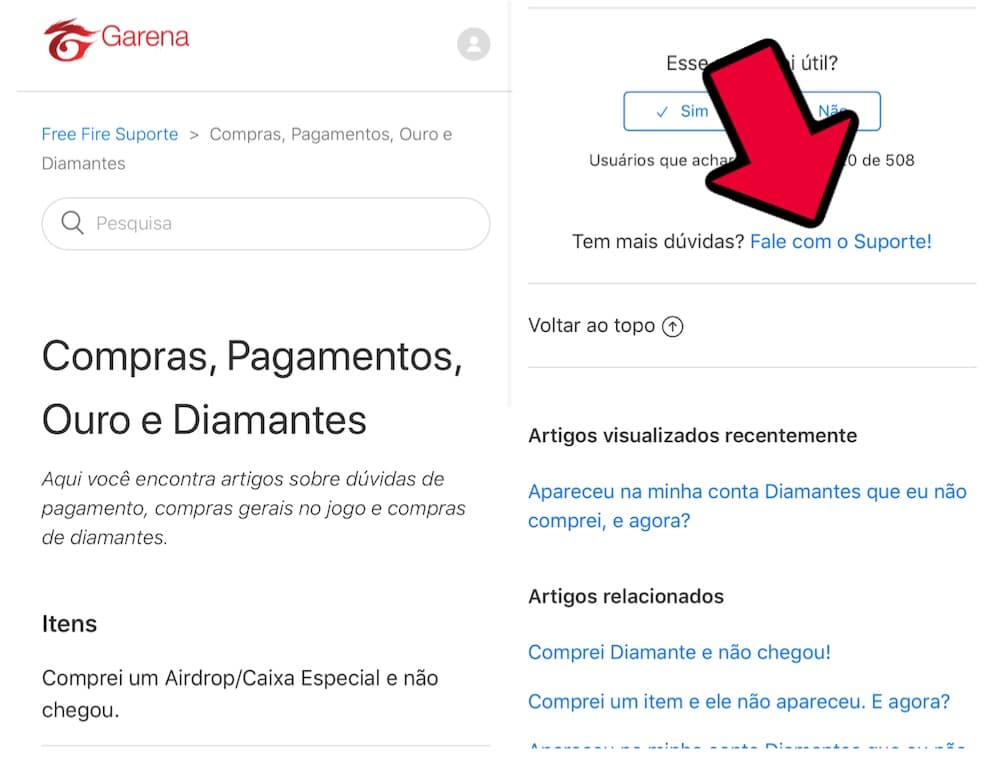 Comprei diamante e não chegou! – Free Fire Suporte