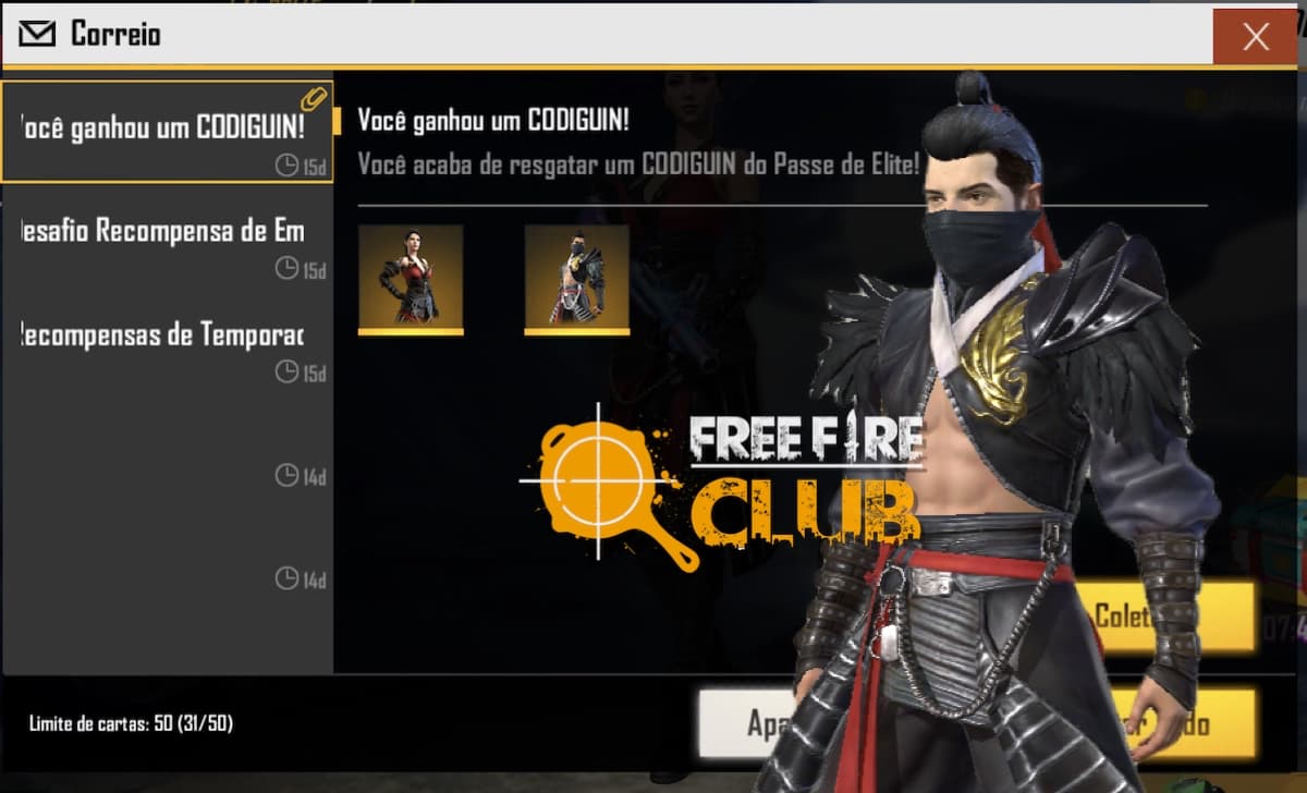 Códigos Free Fire do passe de elite Clã dos Dragões Esquecidos