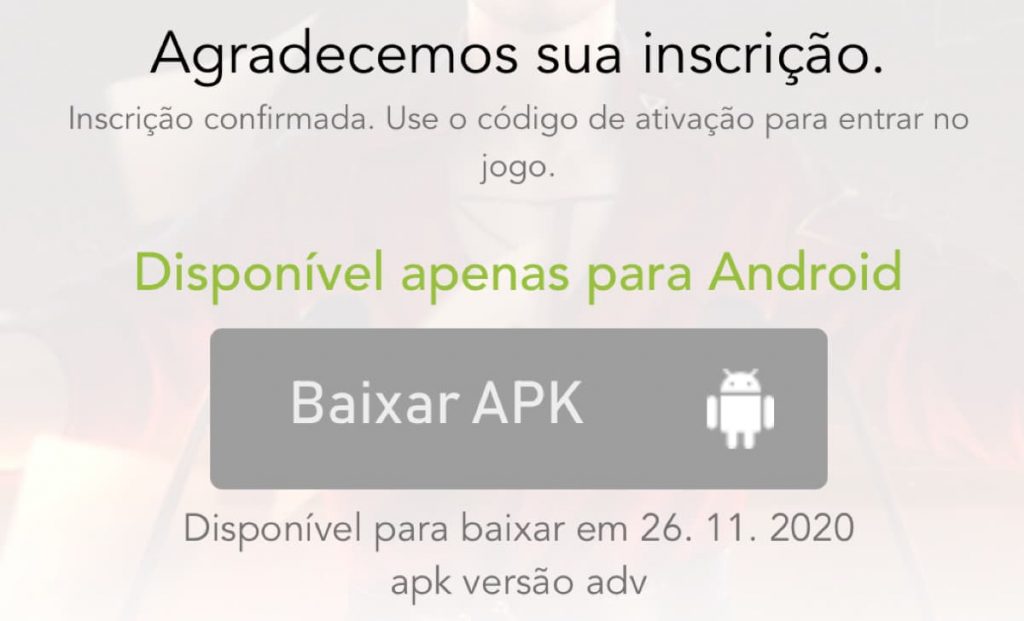 CDK Free Fire: código de ativação no APK do Servidor Avançado