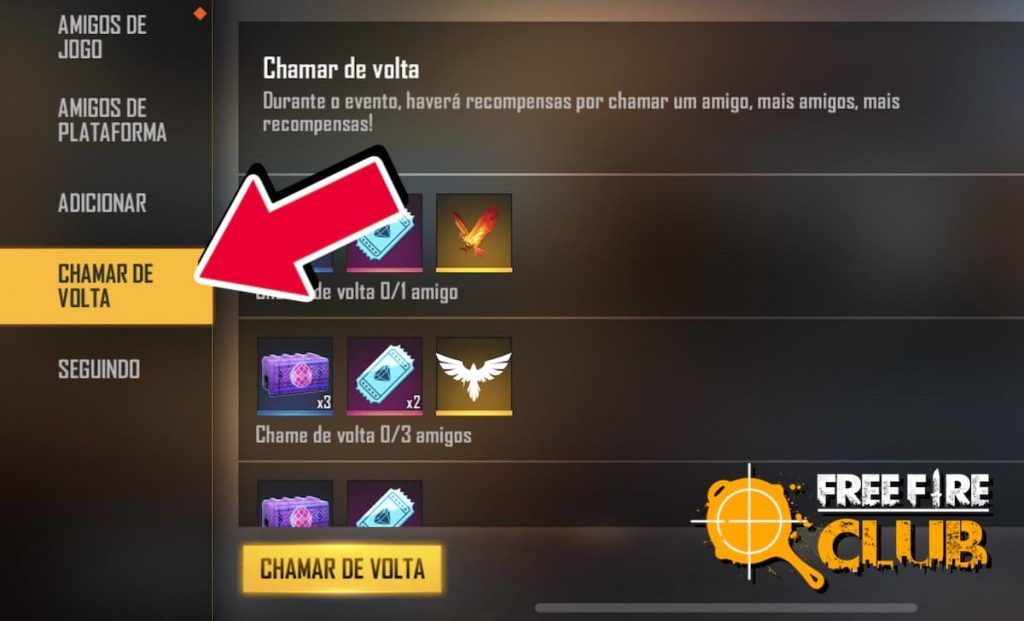 Chamar Amigos De Volta No Free Fire 2021 Como Pegar Os Premios Free Fire Club