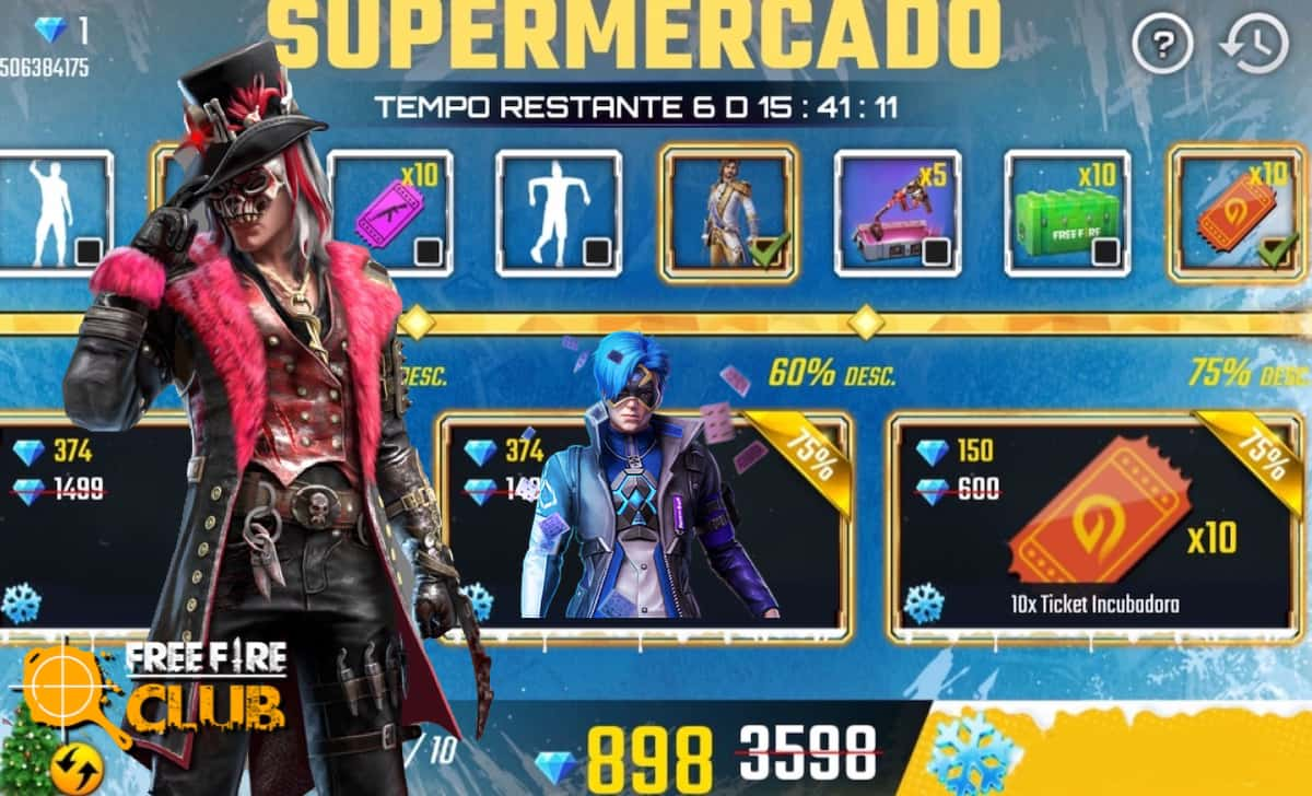 Supermercado Free Fire 10.0 com o pacote Nevoeiro Sangrento - Free Fire