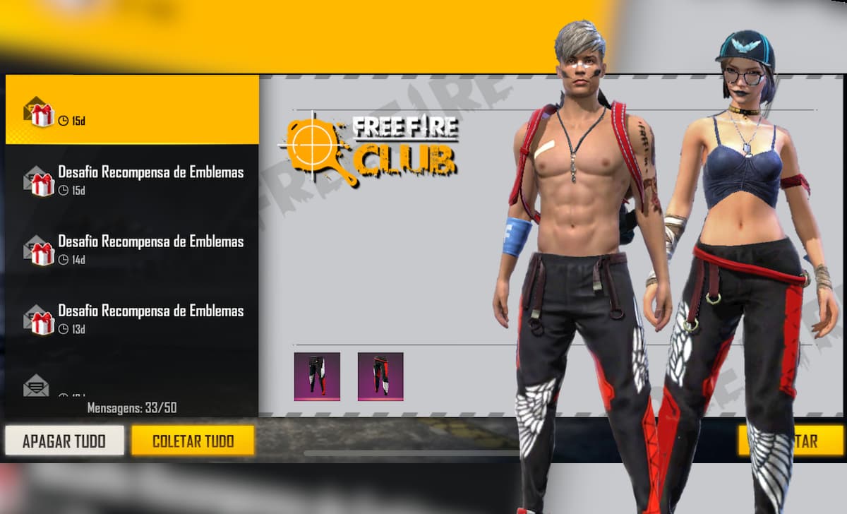 CODIGUIN FF: Código Free Fire Calça Angelical Vermelha da LBFF 7