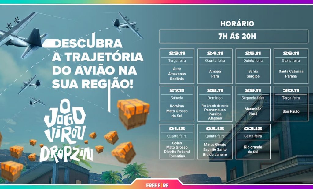 Free Fire: campanha O Jogo Virou Dropzin dá códigos para jogadores