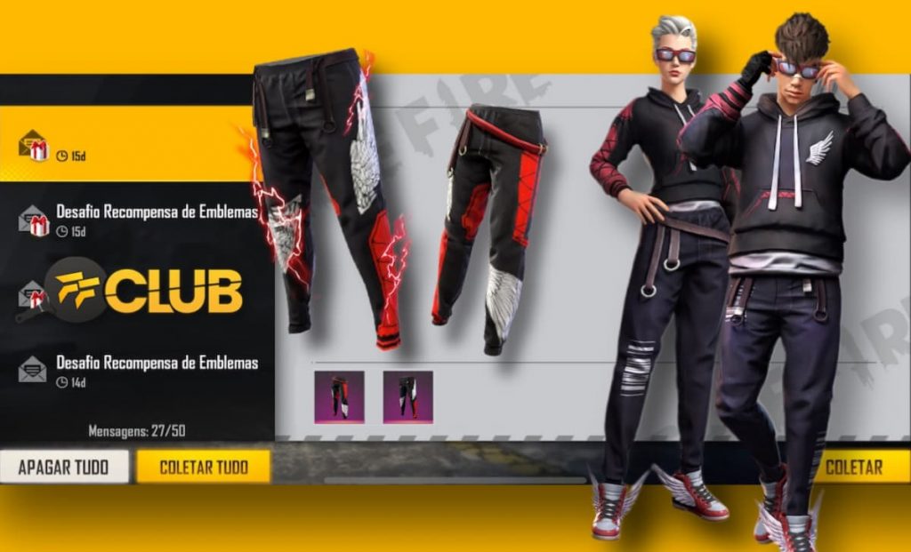 CODIGUIN FF: Código Free Fire Calça Angelical Vermelha da LBFF 7