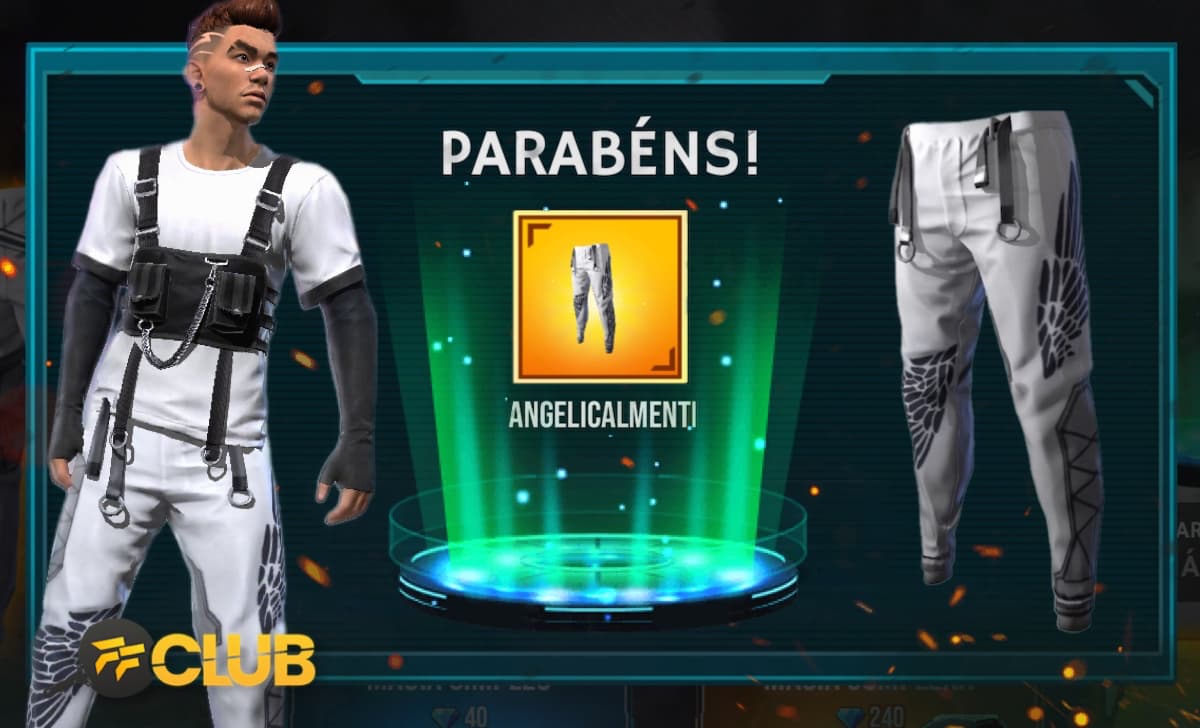 CODIGUIN FF: código Free Fire Calça Angelical azul e branca - Free Fire Club