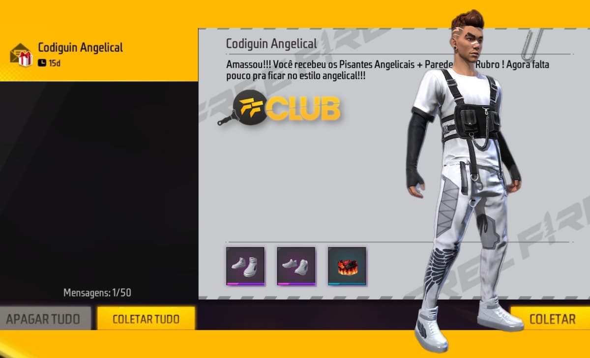 CODIGUIN FF: Código Free Fire Calça Angelical Vermelha da LBFF 7