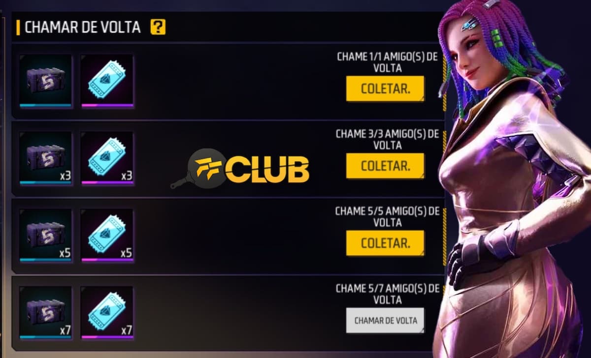 COMO CHAMAR AMIGOS DE VOLTA NO FREE FIRE  COMPLETAR O NOVO EVENTO CHAMA  SUA TROPA GANHE 99 TICKETS 