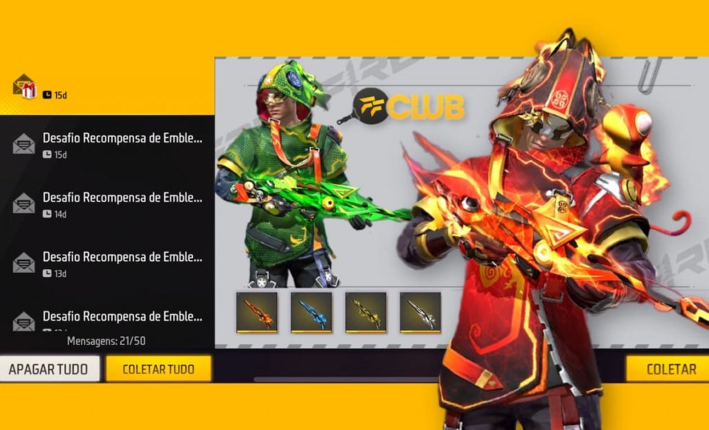 CODIGUIN FF: Código Free Fire da Skin Evolutiva Gárgula e Emote  Quadradinho da Patroa ativos para resgatar no Rewards