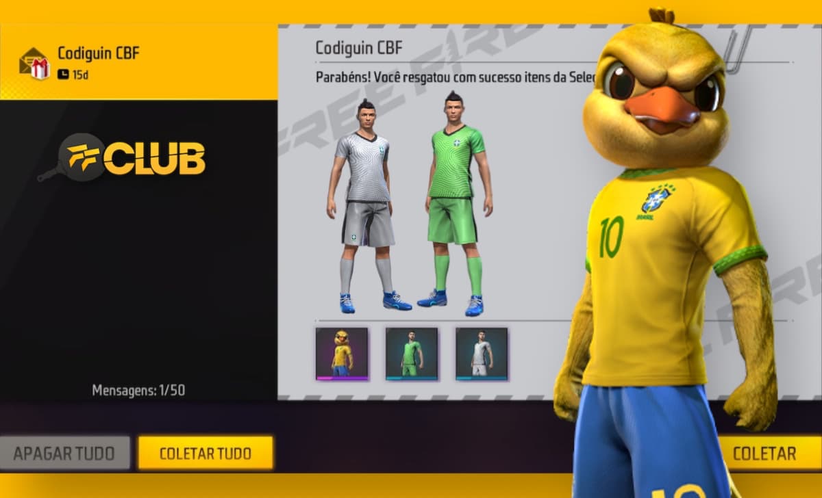 Codiguin FF: Saiba como resgatar o pacote completo da seleção brasileira