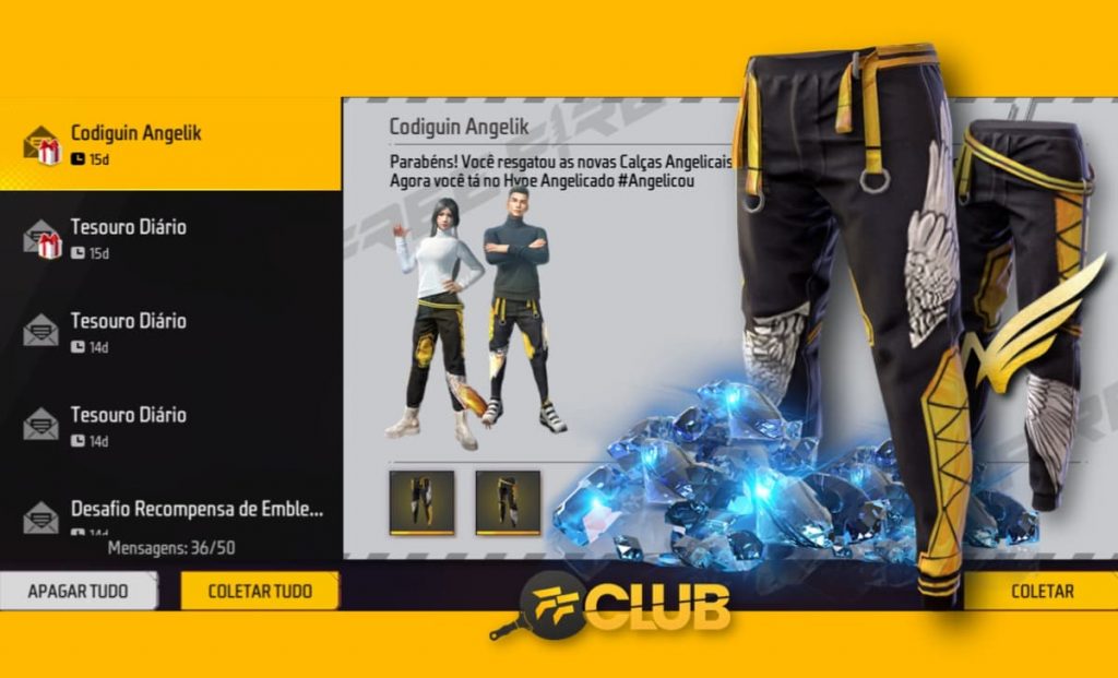 CODIGUIN FF 2022: código Free Fire da Calça Angelical ativo para resgatar  no Rewards Garena - Free Fire Club