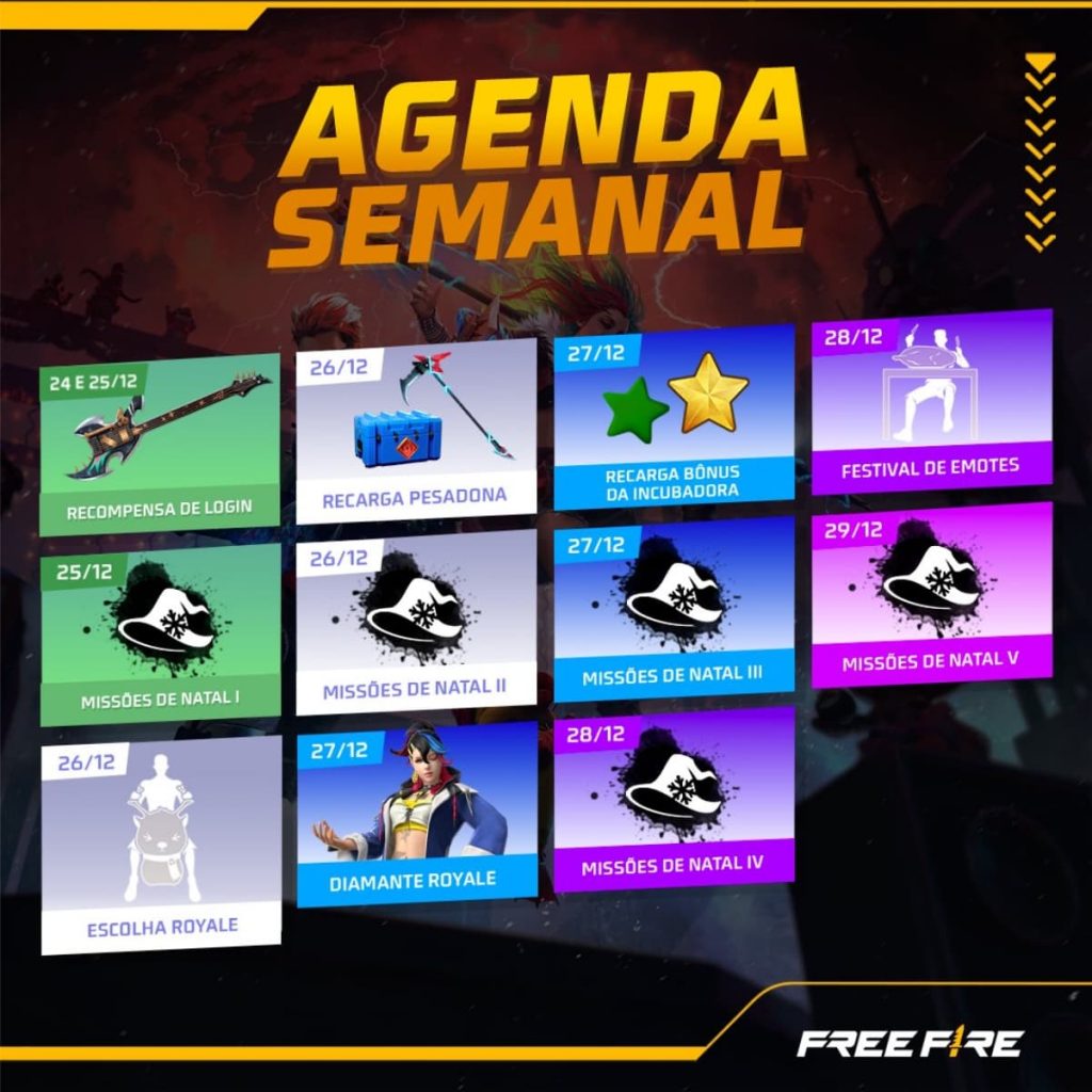 Calendário Semanal Free Fire: veja eventos dentro do jogo em janeiro de  2022 - Millenium