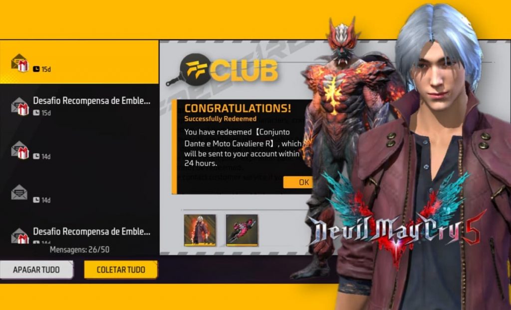 CODIGUIN FF: últimos códigos Free Fire Devil May Cry 2023; Resgate no  Rewards