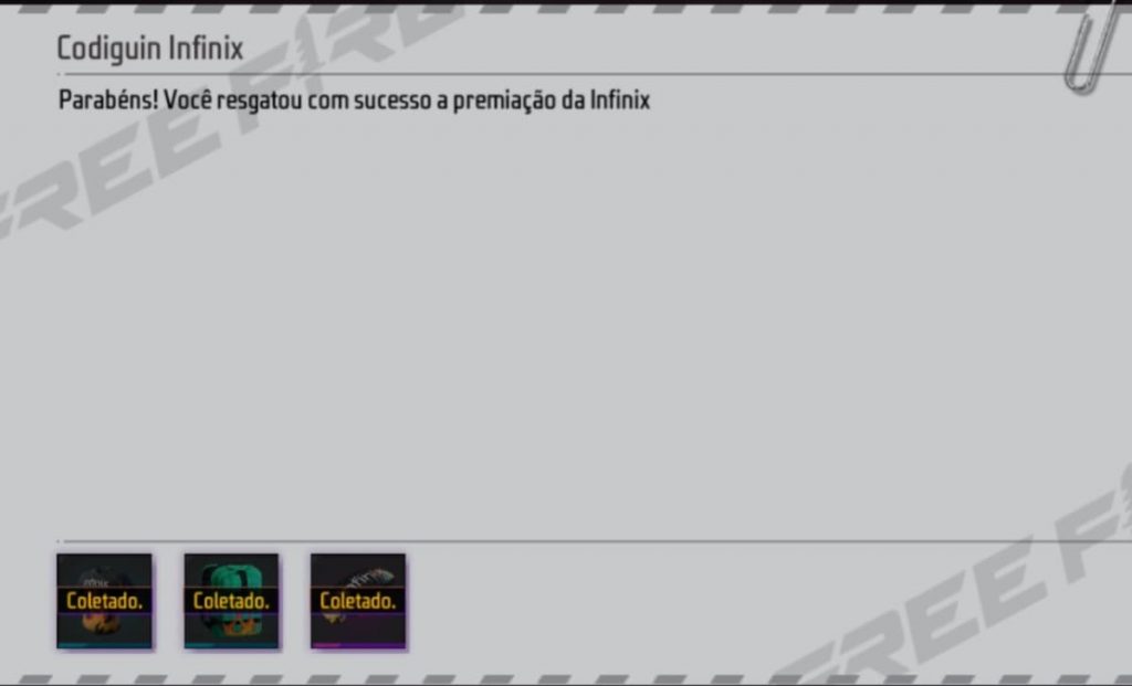 RESGATEI O NOVO CODIGUIN FF ! CODIGUIN INFINIX FREE FIRE, COMO