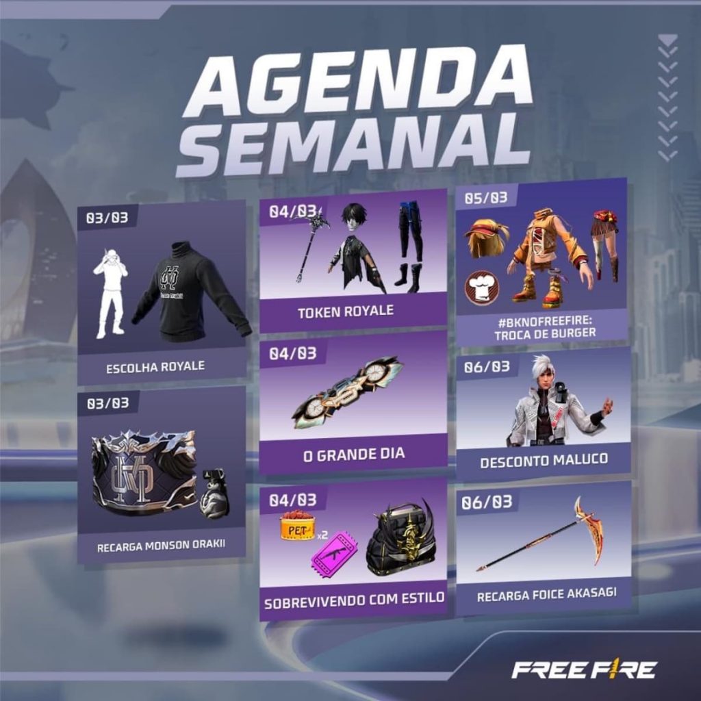 Calendário Semanal do Free Fire: confira a agenda dos próximos eventos