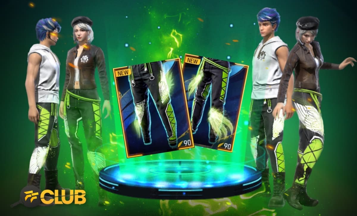 BANDEIRAO, BARBINHA E CALÇA ANGELICAL VERDE DE GRAÇA NO FREE FIRE