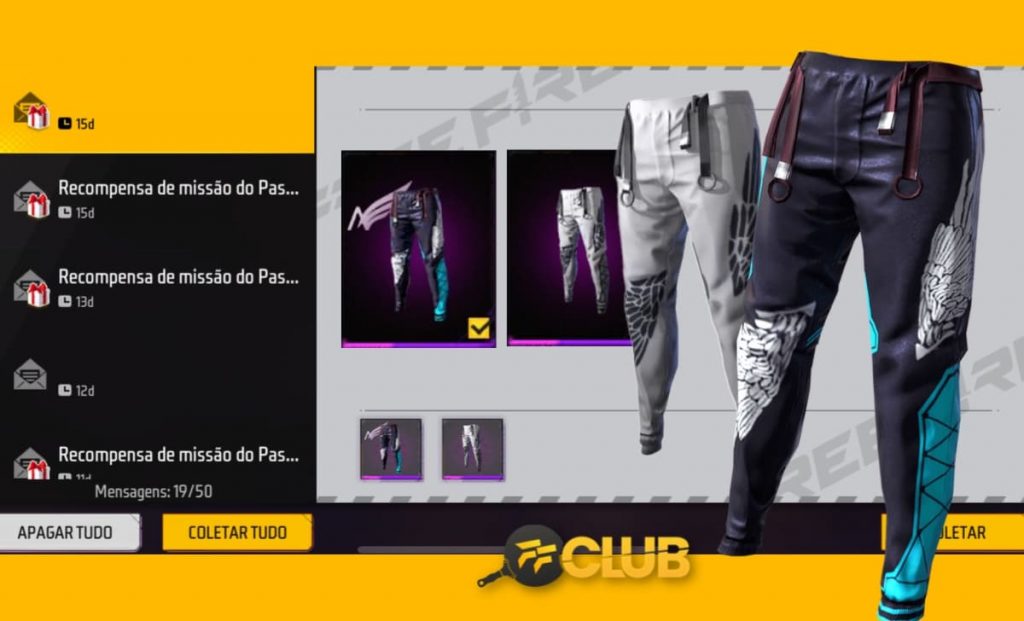 CODIGUIN FF: código Free Fire Calça Angelical azul e branca - Free Fire Club