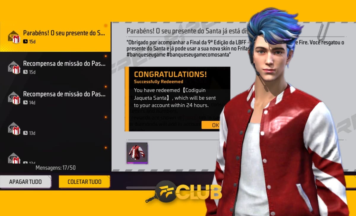 CODIGUIN FF Infinito: código Free Fire da Jaqueta Santander 2023 para todos  - Free Fire Club