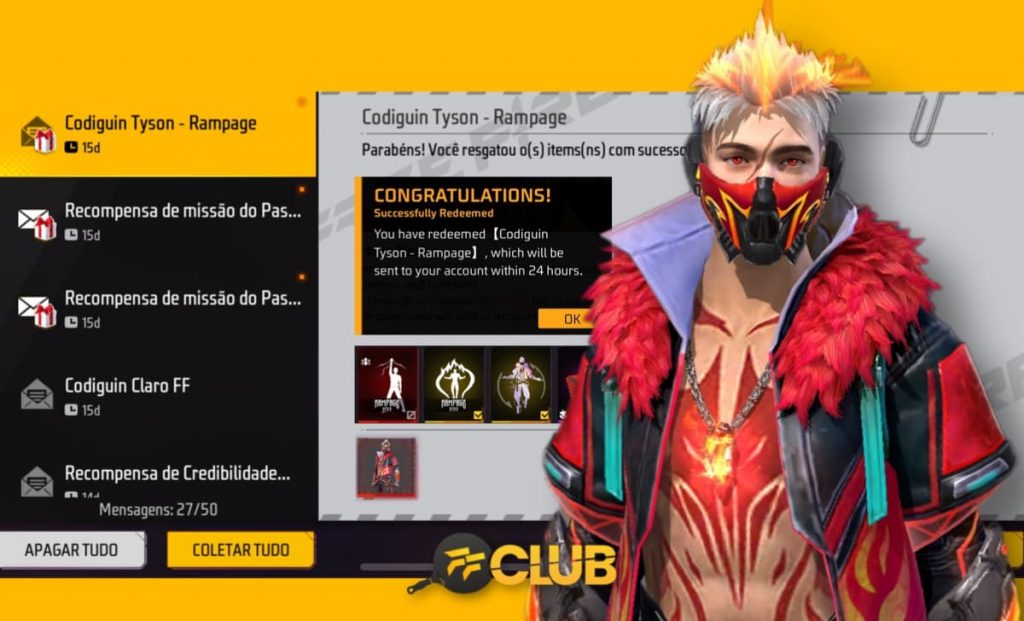 CODIGUIN FF: Código Free Fire da Skin Evolutiva Gárgula e Emote  Quadradinho da Patroa ativos para resgatar no Rewards