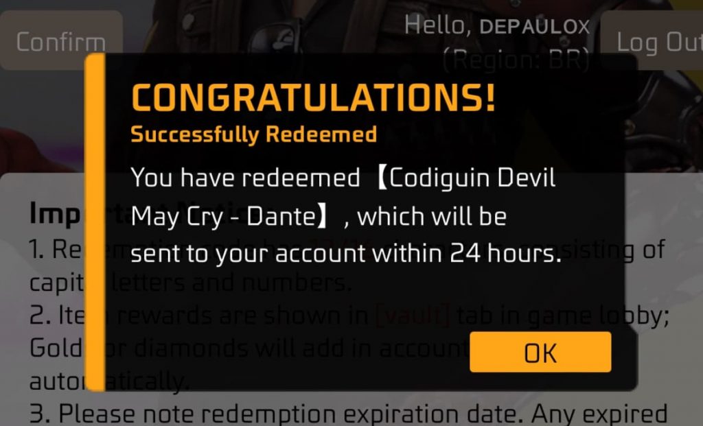 CODIGUIN FF 2023: código Free Fire x Devil May Cry 5 para resgatar no  Rewards 