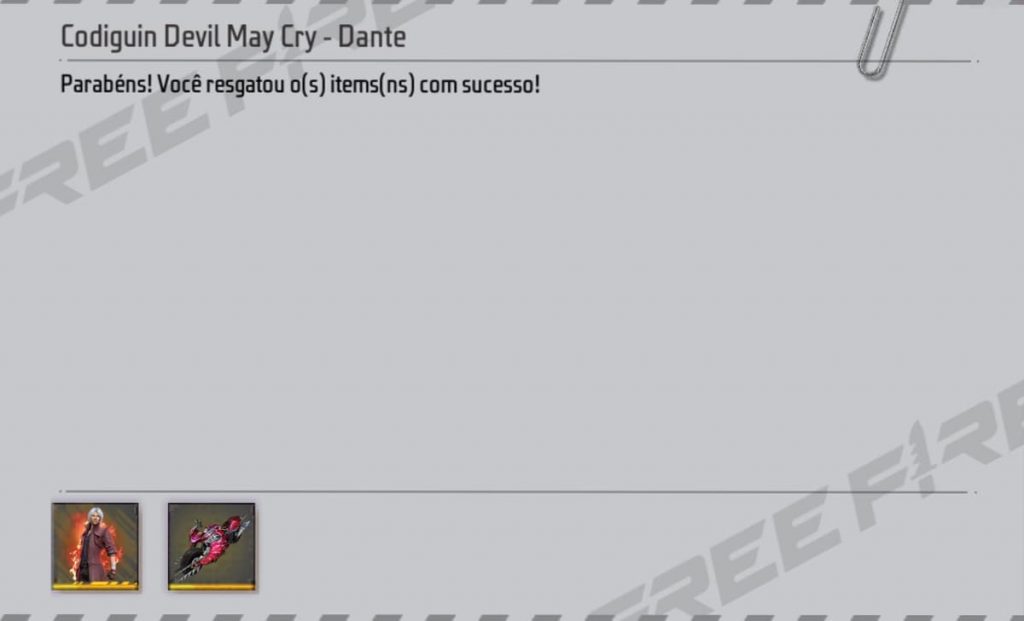 CODIGUIN FF 2023: código Free Fire x Devil May Cry 5 para resgatar no  Rewards 